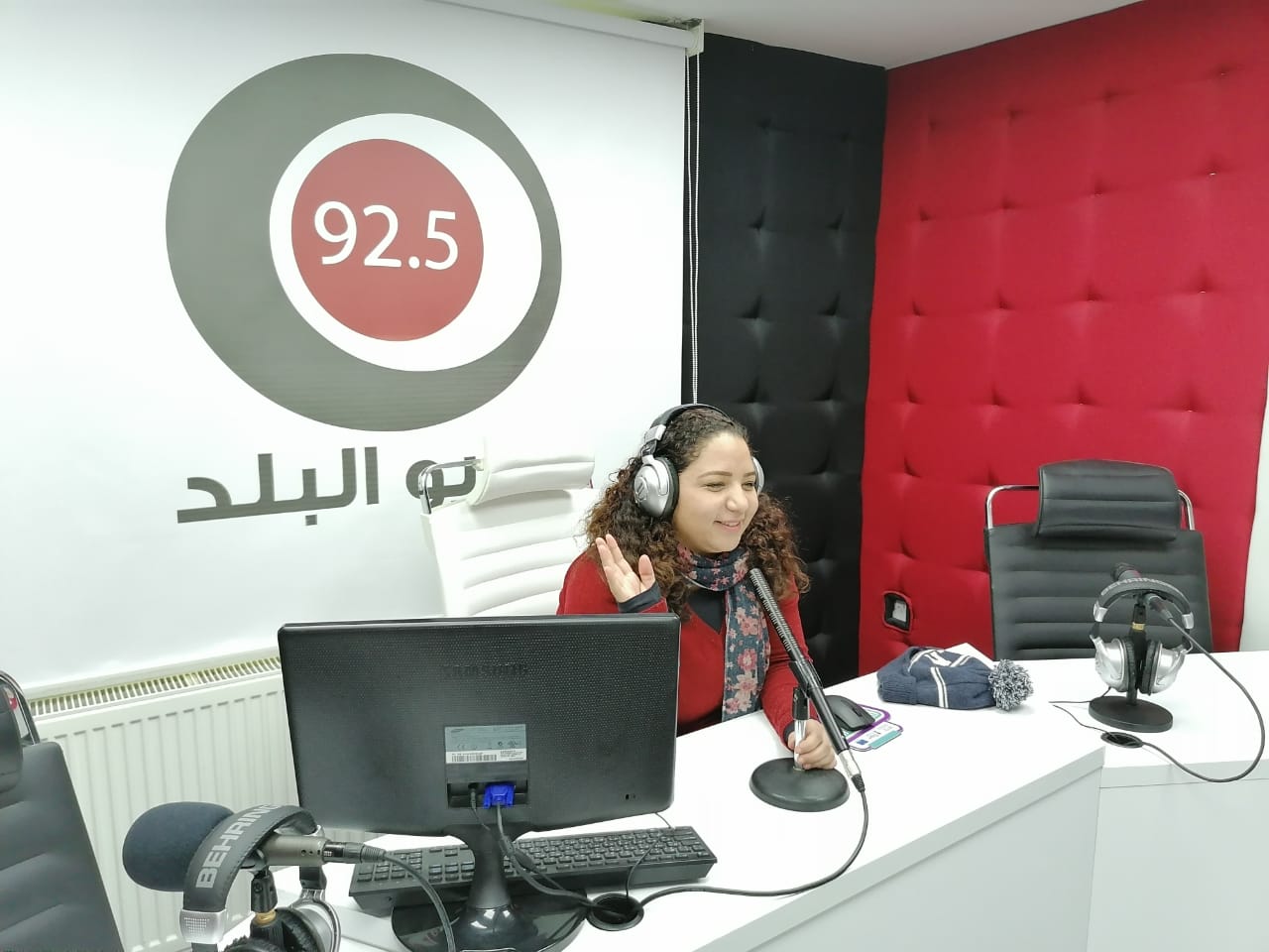 Media students practicing how to produce and present radio shows