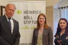 German MPs Jürgen Trittin (Left) and Agnieszka Brugger (Rigth) with Ms. Dorthe Siegmund (Middle), Director of hbs - Palestine and Jordan during a two-day visit to the oPt. Source: © hbs 2023.