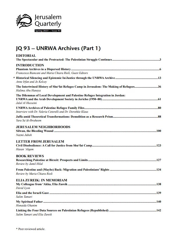 Jerusalem Quarterly Issue 93